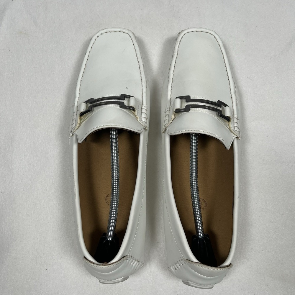 Bruno Marc Hugh-01 Mens Shoes Sz 14 White Faux Leather Driving Buckle Loafers - Picture 7 of 8